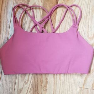 Athleta pink padded strappy sports bra size S